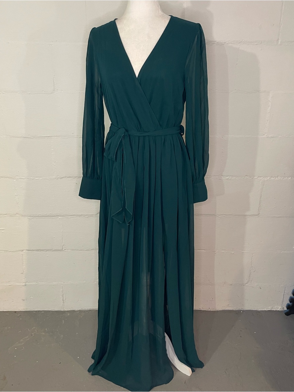 Baltic Born Deep Teal Wrap Maxi Dress with Waist Tie
